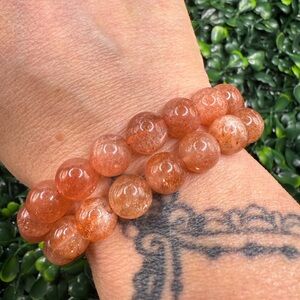 9-10mm High Quality Golden Arusha Sunstone Beaded Bracelet